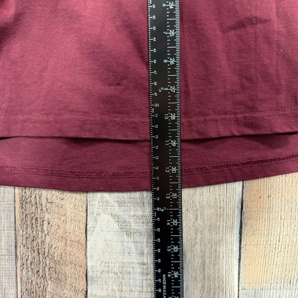 Trader Joes‎ Crew Mens XL Burgundy Employee Graphic T Shirt Cotton Long Sleeves